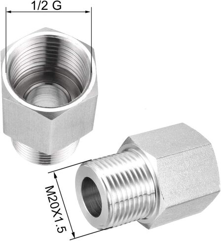 uxcell Pipe Fitting Reducer Adapter M20X1.5 Male to 1/2 G Female, Stainless Steel for Water Oil Air Pressure Gauge in Saudi Arabia