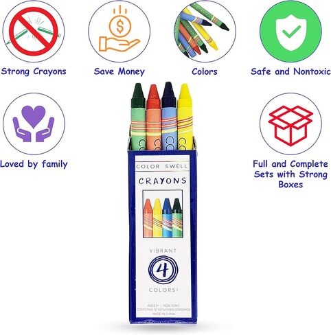 أقلام تلوين ملونة كبيرة الحجم 4 عبوات - عبوات أقلام تلوين للمطاعم - 10 عبوات 4 أقلام تلوين لكل عبوة (إجمالي 40 قلم تلوين) in Kuwait