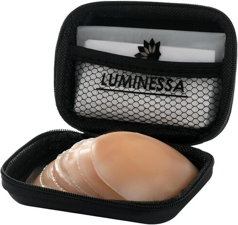 4 Pairs of Beige Silicone Reusable Nipple Covers Pasties + Free Double Sided Tapes for Clothes | Adhesive | Waterproof | Invisible - Luminessa in Saudi Arabia