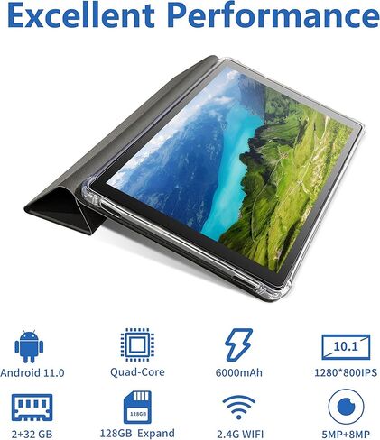 2024 E100 Android 11 Tablets,10" Android Tablets with Protective Case,Quad Core Processor,5.0MP Front+8.0MP Rear Camera,6000mah Bluetooth IPS Tablets,Wi-Fi Tablet in Kuwait