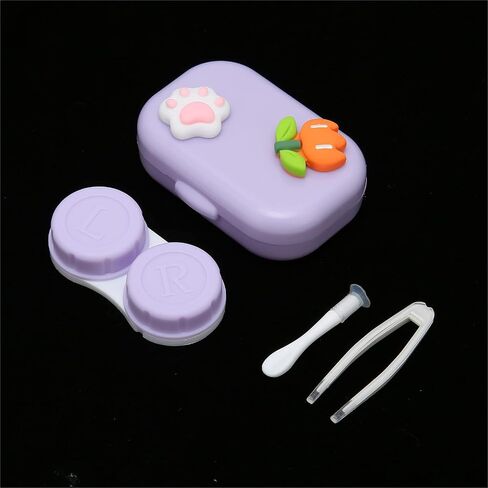 Contact Lens Box Holder Container Kit, Contact Lens Case Cute Portable Contact Lens Container Holder Box Soak Storage Kit For Travel&Home(Purple) in Saudi Arabia