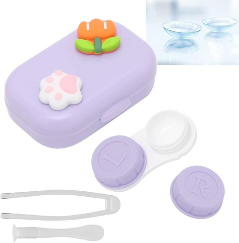 Contact Lens Box Holder Container Kit, Contact Lens Case Cute Portable Contact Lens Container Holder Box Soak Storage Kit For Travel&Home(Purple) in Saudi Arabia