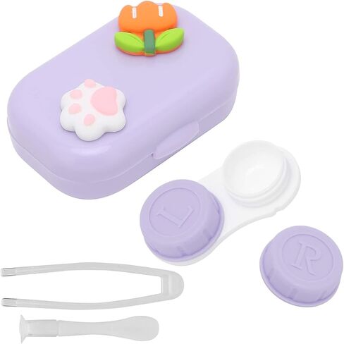 Contact Lens Box Holder Container Kit, Contact Lens Case Cute Portable Contact Lens Container Holder Box Soak Storage Kit For Travel&Home(Purple) in Saudi Arabia