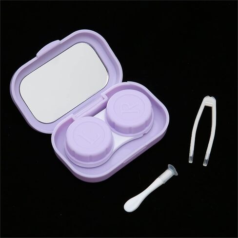 Contact Lens Box Holder Container Kit, Contact Lens Case Cute Portable Contact Lens Container Holder Box Soak Storage Kit For Travel&Home(Purple) in Saudi Arabia