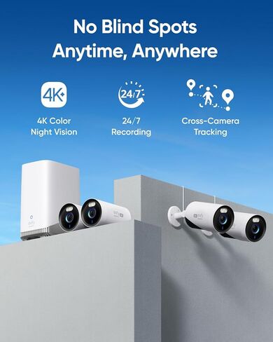 eufy Security eufyCam E330 (احترافي) مجموعة 4 كاميرات، نظام كاميرا أمان خارجي 4K، تسجيل 24/7، توصيل، Wi-Fi NVR، محرك أقراص ثابتة سعة 1 تيرابايت، 10 قنوات، تخزين محلي، بدون رسوم شهرية (متجددة) in Saudi Arabia
