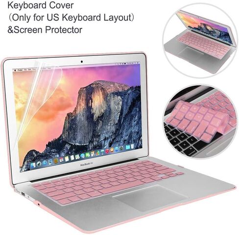 iCasso متوافق مع حافظة MacBook Pro 16 بوصة إصدار 2019 موديل A2141 حزمة 5 في 1، حافظة بلاستيكية صلبة، غلاف، واقي شاشة، غطاء لوحة مفاتيح وقابس غبار متوافق مع MacBook Pro 16 بوصة - وردي in Kuwait