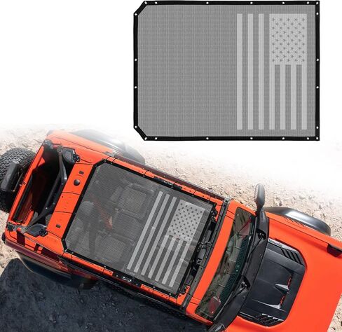 Shade Mesh for Ford Bronco 4 Door top, American Flag Sunscreen Insulation Mesh, UV Protection, Fits Ford Bronco Accessories 2021 2022 (Black) in Saudi Arabia