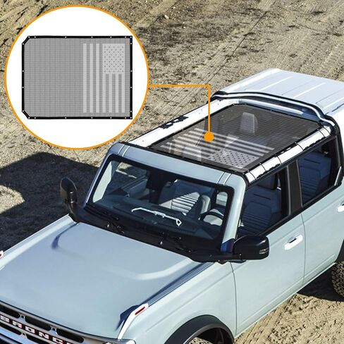 Shade Mesh for Ford Bronco 4 Door top, American Flag Sunscreen Insulation Mesh, UV Protection, Fits Ford Bronco Accessories 2021 2022 (Black) in Saudi Arabia