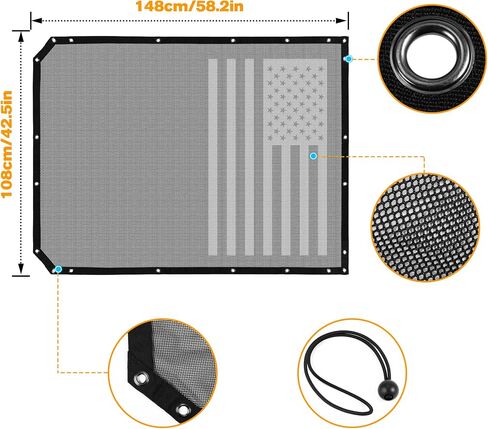 Shade Mesh for Ford Bronco 4 Door top, American Flag Sunscreen Insulation Mesh, UV Protection, Fits Ford Bronco Accessories 2021 2022 (Black) in Saudi Arabia