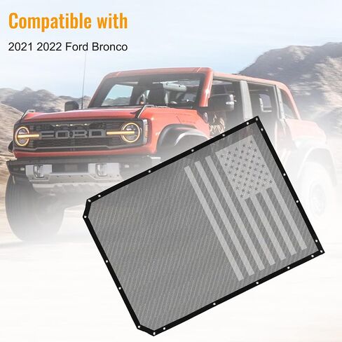 Shade Mesh for Ford Bronco 4 Door top, American Flag Sunscreen Insulation Mesh, UV Protection, Fits Ford Bronco Accessories 2021 2022 (Black) in Saudi Arabia