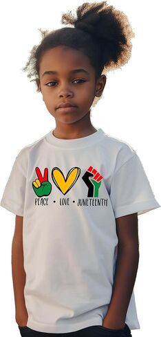 قمصان Juneteenth للأطفال، قمصان سوداء لشهر التاريخ للأولاد، قمصان علوية للفتيات، تي شيرت قطني مطبوع عليه حروف مضحكة in Kuwait