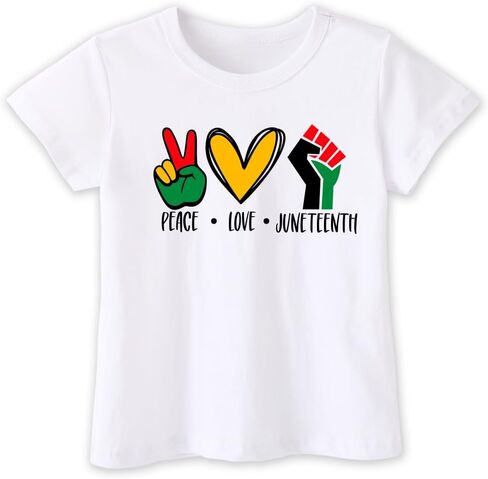 قمصان Juneteenth للأطفال، قمصان سوداء لشهر التاريخ للأولاد، قمصان علوية للفتيات، تي شيرت قطني مطبوع عليه حروف مضحكة in Kuwait