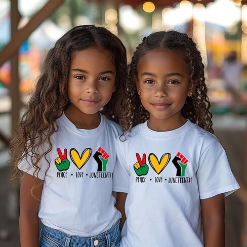 قمصان Juneteenth للأطفال، قمصان سوداء لشهر التاريخ للأولاد، قمصان علوية للفتيات، تي شيرت قطني مطبوع عليه حروف مضحكة in Kuwait