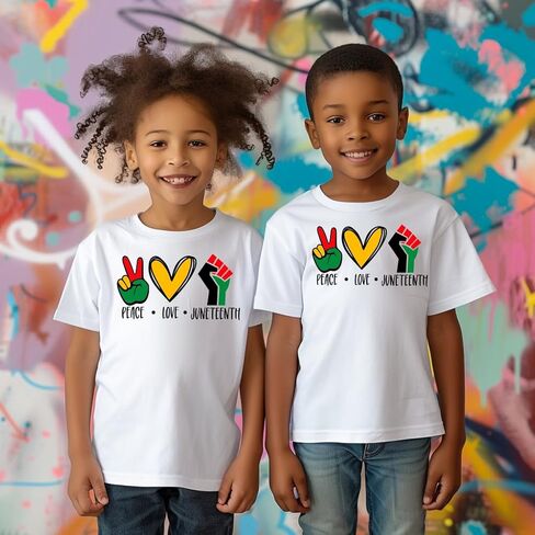 قمصان Juneteenth للأطفال، قمصان سوداء لشهر التاريخ للأولاد، قمصان علوية للفتيات، تي شيرت قطني مطبوع عليه حروف مضحكة in Kuwait