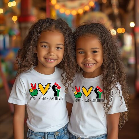 قمصان Juneteenth للأطفال، قمصان سوداء لشهر التاريخ للأولاد، قمصان علوية للفتيات، تي شيرت قطني مطبوع عليه حروف مضحكة in Kuwait