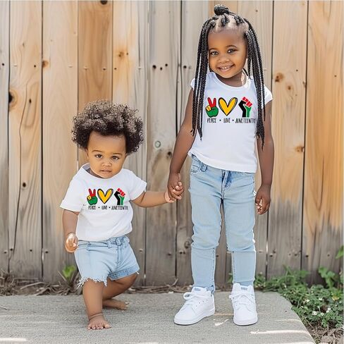 قمصان Juneteenth للأطفال، قمصان سوداء لشهر التاريخ للأولاد، قمصان علوية للفتيات، تي شيرت قطني مطبوع عليه حروف مضحكة in Kuwait