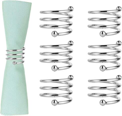 6 قطع من حلقات المناديل الفضية، حامل حلقات مناديل معدنية مستديرة، أبازيم لتزيين حفلات الطاولة وحفلات الزفاف وحفلات العشاء والتجمعات العائلية على ضوء الشموع والذكرى السنوية للعشاء in Kuwait