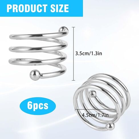 6 قطع من حلقات المناديل الفضية، حامل حلقات مناديل معدنية مستديرة، أبازيم لتزيين حفلات الطاولة وحفلات الزفاف وحفلات العشاء والتجمعات العائلية على ضوء الشموع والذكرى السنوية للعشاء in Kuwait