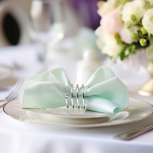 6 قطع من حلقات المناديل الفضية، حامل حلقات مناديل معدنية مستديرة، أبازيم لتزيين حفلات الطاولة وحفلات الزفاف وحفلات العشاء والتجمعات العائلية على ضوء الشموع والذكرى السنوية للعشاء in Kuwait