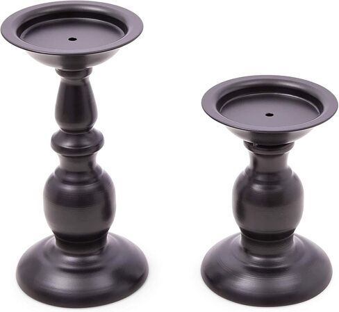 مجموعة حوامل شموع معدنية من فارملين كريك لتزيين طاولة القهوة (أسود، قطعتان) in Kuwait