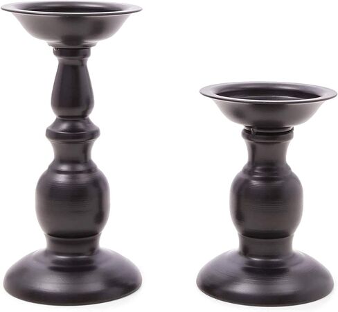 مجموعة حوامل شموع معدنية من فارملين كريك لتزيين طاولة القهوة (أسود، قطعتان) in Kuwait