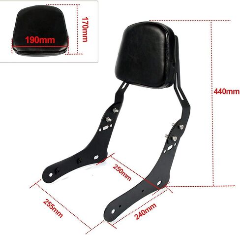 Worldmotop Motorcycle Sissy Bar Backrest Rear Passenger Seat Replacement for Kawasaki Vulcan S 650 VN650 2015 2016 2017 2018 2019 2020, Detachable Backrest (without luggage rack) in Saudi Arabia