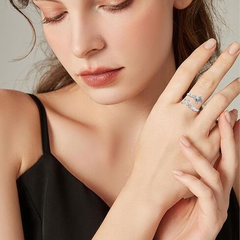 Rose Cross Faith Ring,Sterling Silver Adjustable Open Faith Cross Religious Ring Christian Inspiring Incentive Jewerly Gifts for Women Girls with "All Things Are Possible" Engraved in Saudi Arabia