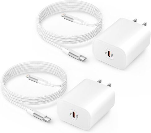 شاحن iPhone 2 حزمة محول PD USB C بقدرة 20 وات وكابل USB C بطول 6 أقدام إلى Lightning شاحن iPhone سريع متوافق مع iPhone 14 13 12 11 X 8 7 المزيد in Kuwait