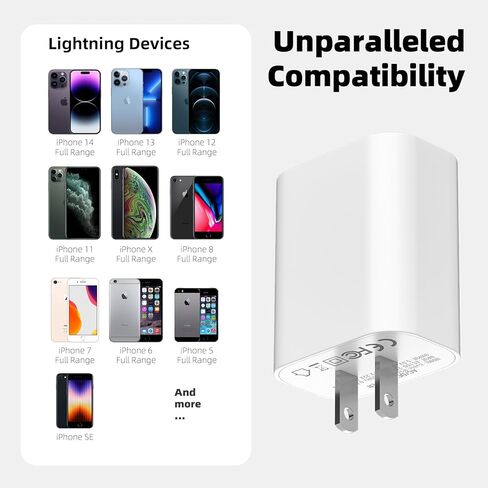 شاحن iPhone 2 حزمة محول PD USB C بقدرة 20 وات وكابل USB C بطول 6 أقدام إلى Lightning شاحن iPhone سريع متوافق مع iPhone 14 13 12 11 X 8 7 المزيد in Kuwait