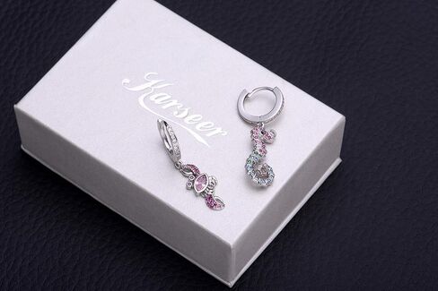 نمط المحيط والشاطئ متدلي مع أقراط حلقية معانقة متمحورة زركونيا مكعب، الحياة البحرية تحت عنوان بافيه ملون نانو زركون غير متماثل أقراط متدلية صغيرة للنساء والفتيات المراهقات in Kuwait