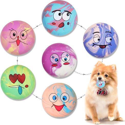 Squeaky Dog Toys Cute Shape Funny Natural Rubber Dog Chewing Chase Toys for Small and Medium Breeds 6 Pcs/Set in Kuwait
