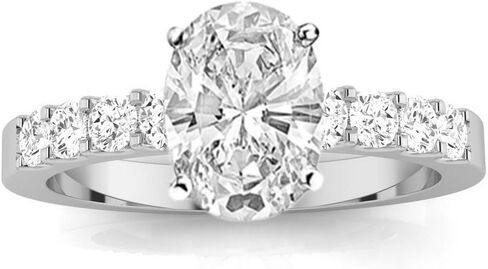 خاتم خطوبة من الذهب الأبيض عيار 14 قيراط 2.5 قيراط من LAB GROWN DIAMOND Classic Prong Set بيضاوي الشكل من الألماس (لون G-H VS1-VS2 وضوح 2 قيراط مركزي) in Saudi Arabia