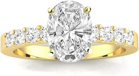 خاتم خطوبة من الذهب الأبيض عيار 14 قيراط 2.5 قيراط من LAB GROWN DIAMOND Classic Prong Set بيضاوي الشكل من الألماس (لون G-H VS1-VS2 وضوح 2 قيراط مركزي) in Saudi Arabia