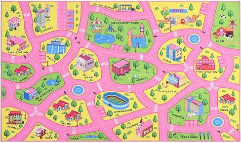 Large Kids Car Rug for Playroom, 5x8 Ft Educational Kids Carpet for Toy Cars, Non Slip Play Mat Rug for Kids Room Nursery Classroom, Washable City Road Rug for Children Toddler Boy Room Decor in Saudi Arabia