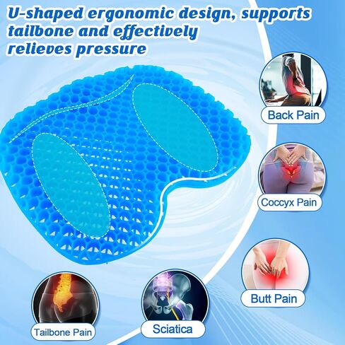 Anti Slip Kayak Seat Cushion-Thick Breathable Comfortable Waterproof-Gel U Shape Seats Pad with Non-Slip Cover, Lifetime Kayak Seat for Sit in Inflatable Kayaks Canoe Boat Accessories, 2 Pcs in Kuwait