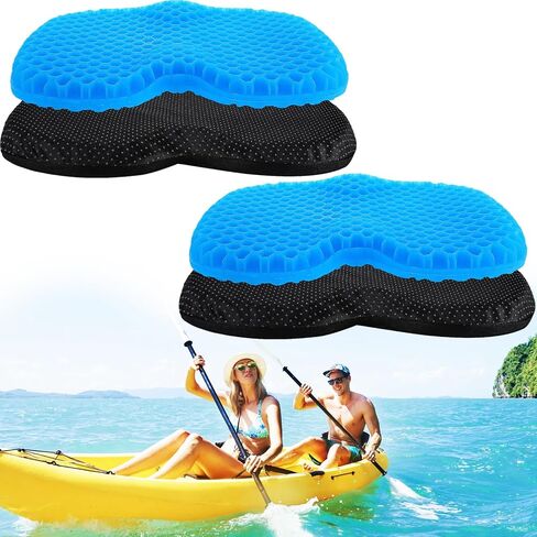 Anti Slip Kayak Seat Cushion-Thick Breathable Comfortable Waterproof-Gel U Shape Seats Pad with Non-Slip Cover, Lifetime Kayak Seat for Sit in Inflatable Kayaks Canoe Boat Accessories, 2 Pcs in Kuwait