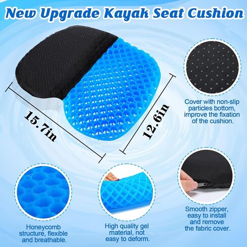 Anti Slip Kayak Seat Cushion-Thick Breathable Comfortable Waterproof-Gel U Shape Seats Pad with Non-Slip Cover, Lifetime Kayak Seat for Sit in Inflatable Kayaks Canoe Boat Accessories, 2 Pcs in Kuwait