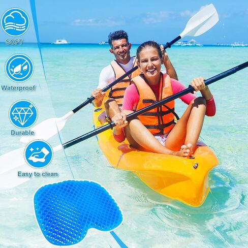 Anti Slip Kayak Seat Cushion-Thick Breathable Comfortable Waterproof-Gel U Shape Seats Pad with Non-Slip Cover, Lifetime Kayak Seat for Sit in Inflatable Kayaks Canoe Boat Accessories, 2 Pcs in Kuwait