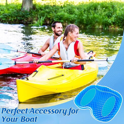 Anti Slip Kayak Seat Cushion-Thick Breathable Comfortable Waterproof-Gel U Shape Seats Pad with Non-Slip Cover, Lifetime Kayak Seat for Sit in Inflatable Kayaks Canoe Boat Accessories, 2 Pcs in Kuwait