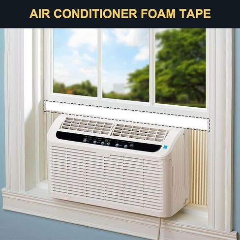 2 لفات من سدادة نافذة مكيف الهواء - رغوة مكيف الهواء 2 بوصة × 0.8 بوصة × 6.5 قدم شريط إغلاق عازل للتيار المتردد، شريط لاصق من الفوم لعزل نافذة التيار المتردد in Kuwait