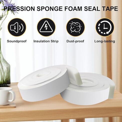2 لفات من سدادة نافذة مكيف الهواء - رغوة مكيف الهواء 2 بوصة × 0.8 بوصة × 6.5 قدم شريط إغلاق عازل للتيار المتردد، شريط لاصق من الفوم لعزل نافذة التيار المتردد in Kuwait