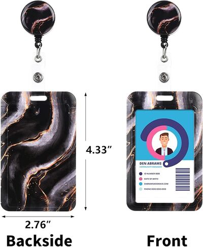 Teacher Lanyards for Id Badges Card and Keys-Fashionable ID Card Holders with Retractable Lanyards-Soft Fiber,Wallet-Cute Neck for Women,Teens,Nurse,Teacher,Coach(Black Marble) in Saudi Arabia