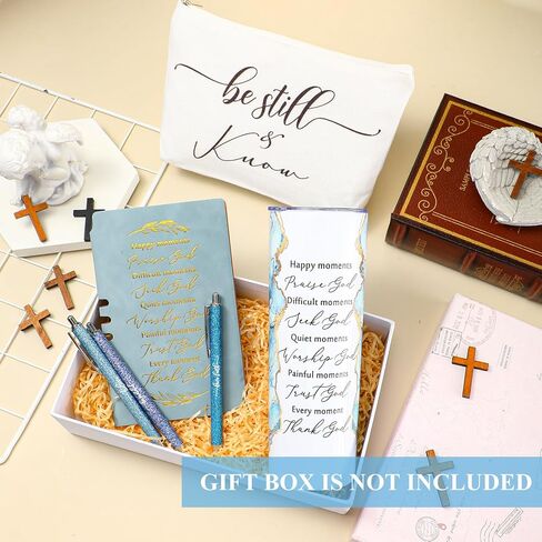6 Pcs Christian Gifts for Men Women Inspirational Sunday School Gift Blue 20 oz Marble Sign Tumbler Makeup Bag Notepad with Ballpoints Religious Gift for Fathers Day Church Pastor Favor in Saudi Arabia