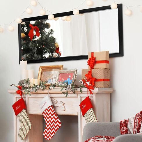 مرآة باب كاملة الطول من Elevens مقاس 43 بوصة × 16 بوصة مرآة حائط مستطيلة كبيرة معلقة أو متكئة على الحائط لغرفة النوم مع إطار PS أسود (بدون حامل) in Kuwait