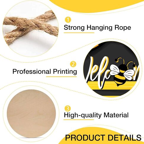Welcome Spring Summer Cartoon Mouse Sign for Front Door Decor, Bee Yellow Black Wood Door Hanger for Outdoor Outside Porch, Polka Dot Bow Seasonal Wooden Wreath Indoor Wall Hanging Decoration in Saudi Arabia