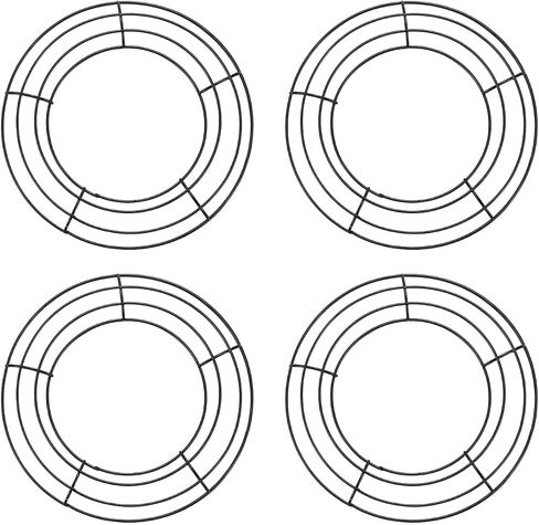 4 Pcs Wire Wreath Frame Rings 8 inch Metal Wreath Form for Crafts Floral for Wedding Party Birthday Decoration, Black Circle in Kuwait
