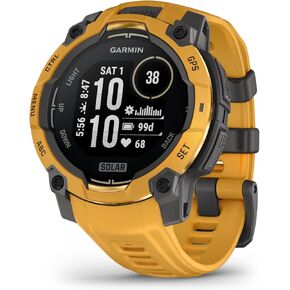 Garmin Instinct® 3 – 45 mm, Solar, Rugged Outdoor GPS Smartwatch, Built-in Flashlight, Alpine Rush Collection Limited Edition Color, Sunburst with Sunburst/Gray Band in Kuwait