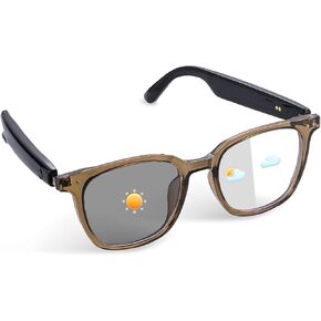 Smart Glasses with Bluetooth, Photochromic Lenses, Open-Ear Speakers Blue Light Glasses, Hands-Free Calls & Music, 4–6H Battery, Wearable Tech Bluetooth Glasses for Work, Walk & Travel (Brown) in Saudi Arabia