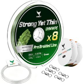 8X Braided Fishing Line 110Yds, 0.18mm 20LB, Ultra-Thin & Stronger Than 4-Strand, Smooth Casting PE Line, Zero Stretch, Low Memory, High Sensitivity + Kit in Saudi Arabia