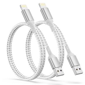 كابل USB إلى Lightning بطول 2 قدم (عبوة من قطعتين) معتمد من MFi، سلك شاحن iPhone قصير للسيارة وCarPlay، كابل شحن iPhone مضفر متين بطول 2 قدم لهاتف iPhone 14 13 12 11 Pro Max، iPad، بنك الطاقة in Saudi Arabia